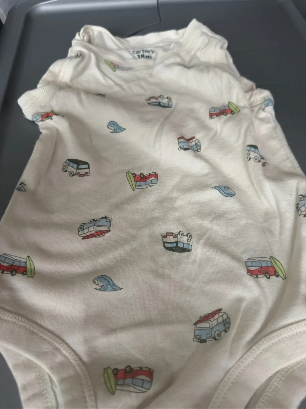 Carter's Cream Onesie with Surf Van & Wave Print